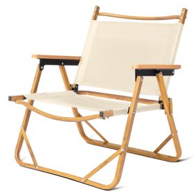 53*55*61cm Medium Size Aluminum Frame 600D Khaki Oxford Cloth Bearing 100kg Imitation Wood Grain Spray Paint Camping Chair Khaki