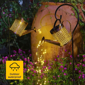 1pc Watering Can Lights Waterproof Copper Solar Lights For Outdoor, Pathway, Yard, Deck, Lawn, Patio, Walkway