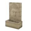 39"Tall Buddha Design Fountain with Light Sandstone Finish Tranquil Water Feature for Lawn or Patio