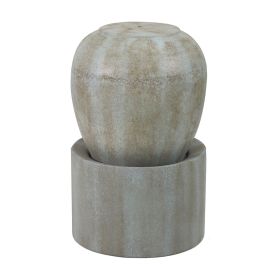 32"Tall Cement Urn Fountain Gray Green Tranquility Lawn Water Feature for Backyard or Garden