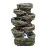 42 inch Indoor&Outdoor Water Fountain Rock Waterfall Fountain & Backyard Water Feature With LED