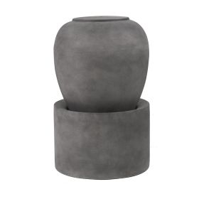 32"Tall Cement Urn Fountain Gray Tranquility Lawn Water Feature for Backyard or Garden