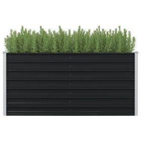 Raised Garden Bed Anthracite 63"x31.5"x30.3" Galvanized Steel