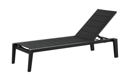 Emoti Outdoor Chaise Lounge Chair;  Sunlounge with padding Black Frame;  Set of 2;  Aluminum