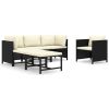 vidaXL 6 Piece Patio Lounge Set with Cushions Poly Rattan Black