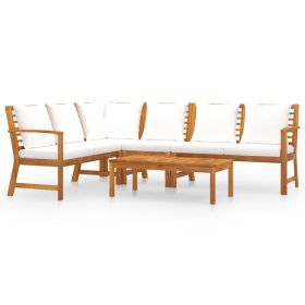 vidaXL 5 Piece Patio Lounge Set with Cushion Cream Solid Acacia Wood