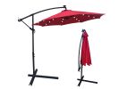 10 ft Outdoor Patio Umbrella Solar Powered LED Lighted 8 Ribs Umbrella with Crank and Cross Base for Garden Outside Deck Swimming Pool