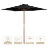 8 ft Wood Patio Umbrella Sunshade 6 Rib Table Parasol Outdoor Garden Yard Market