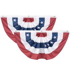 1.5X3ftAmerican Pleated Fan Flag 2pcs