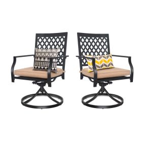 Outdoor Swivel Chairs Set of 2 Patio Metal Dining Rocker Chair with Cushion Surports 300 lbs for Garden Backyard Poolside,Black (2pcs Black-Lattice)