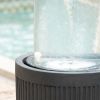 20"Tall Modern Ribbed Fountain Cement Cylindrical Water Feature with Light for garden & backyard