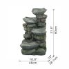 32" Tall 4-Tier rock formation Polyresin Fountain with Light Outdoor Stone Water Feature for Garden or Backyard