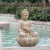 14 inches Sandstone Water Fountain Buddha Design Water Feature for Lawn & Garden