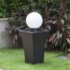 49inches Outdoor Curved Ball Fountain with Lights Modern Design Cement Water Feature for Garden or Patio