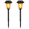 2Pcs Solar Flame Torch Light IP65 Waterproof Flickering Flame Stake Lamp