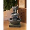 16inches Outdoor Water Fountain with LED Light - Modern Curved Indoor-Outdoor Waterfall Fountain