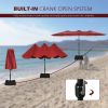 15 FT Outdoor Umbrella Double-Sided Patio Market Umbrella with Base;  Crank;  100% Polyester Canopy