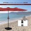 15 FT Outdoor Umbrella Double-Sided Patio Market Umbrella with Base;  Crank;  100% Polyester Canopy