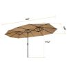 15x9ft Large Double-Sided Rectangular Outdoor Steel Twin Patio Market Umbrella w/Crank-Taupe YK