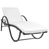 vidaXL Sun Lounger with Cushion & Table Poly Rattan Black