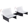 vidaXL Sun Loungers 2 pcs with Table Poly Rattan Black