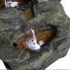 24inches Rock Outdoor Waterfall Fountain with LED Lights for Garden Decor