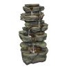 24inches Rock Outdoor Waterfall Fountain with LED Lights for Garden Decor