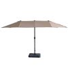 Outdoor Patio Backyard Double-Sided Offset Umbrella with Large UV-Proof Canopy, Wind Vent, Open Close Crank, Khaki XH