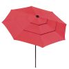 outdoor furniture 10Ft 3-Tiers 32LEDS Patio Umbrella Red