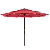 outdoor furniture 10Ft 3-Tiers 32LEDS Patio Umbrella Red