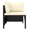 vidaXL 6 Piece Patio Lounge Set with Cushions Poly Rattan Black