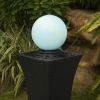 49inches Outdoor Curved Ball Fountain with Lights Modern Design Cement Water Feature for Garden or Patio