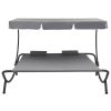 vidaXL Patio Lounge Bed with Canopy and Pillows Gray