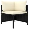 vidaXL 6 Piece Patio Lounge Set with Cushions Poly Rattan Black