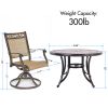 [Only for Pickup] Outdoor 5 Piece Dining Set Patio Furniture, Aluminum Swivel Rocker Chair Sling Chair Set with 46 inch Round Mosaic Tile Top Aluminum