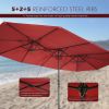 15 FT Outdoor Umbrella Double-Sided Patio Market Umbrella with Base;  Crank;  100% Polyester Canopy