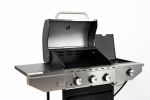 Propane Grill 3 Burner Barbecue Grill Stainless Steel Gas Grill with Side Burner and Thermometer for Outdoor BBQ;  Camping