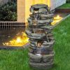 33&quot; Outdoor Fountain Rockery Shower Outdoor Water Fountain with LED for Home