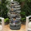 33&quot; Outdoor Fountain Rockery Shower Outdoor Water Fountain with LED for Home