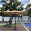 Outdoor Patio Umbrella 10 Ft x 6.5 Ft Rectangular with Crank Weather Resistant UV Protection Water Repellent Durable 6 Sturdy Ribs