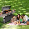 Propane Grill 4 Burner Barbecue Grill Stainless Steel Gas Grill with Side Burner and Thermometer for Outdoor BBQ; Camping