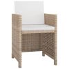 vidaXL 5 Piece Patio Dining Set with Cushions Poly Rattan Beige