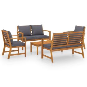 5 Piece Garden Lounge Set with Cushion Solid Acacia Wood