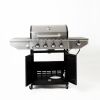 Propane Grill 4 Burner Barbecue Grill Stainless Steel Gas Grill with Side Burner and Thermometer for Outdoor BBQ; Camping