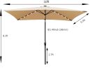 10 x 6.5t Rectangular Patio Solar LED Lighted Outdoor Market Umbrella with Crank and Push Button Tilt for Garden Shade Swimming Pool Light Brown RT