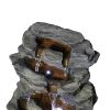 24inches Rock Outdoor Waterfall Fountain with LED Lights for Garden Decor