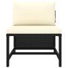 vidaXL 6 Piece Patio Lounge Set with Cushions Poly Rattan Black