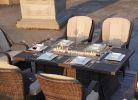 Elegant PE Wicker and Aluminium Patio Dining Sets with Fire Pit Table and Standard Dining Chair