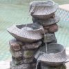 32" Tall 4-Tier rock formation Polyresin Fountain with Light Outdoor Stone Water Feature for Garden or Backyard