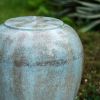 32"Tall Cement Urn Fountain Gray Green Tranquility Lawn Water Feature for Backyard or Garden